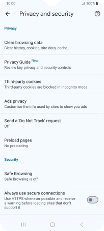 Press Clear browsing data.