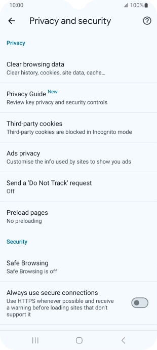 Press Clear browsing data.