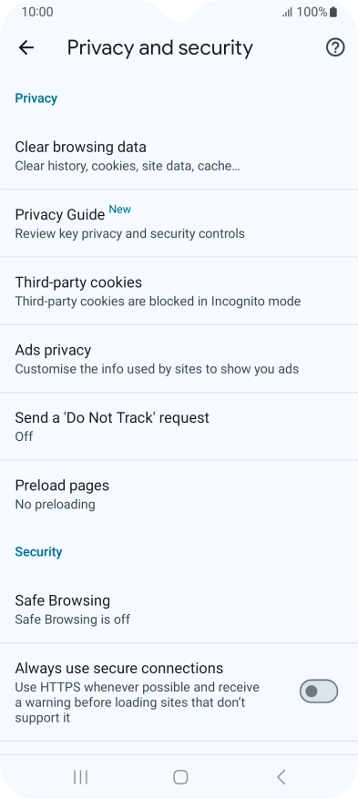 Press Clear browsing data.