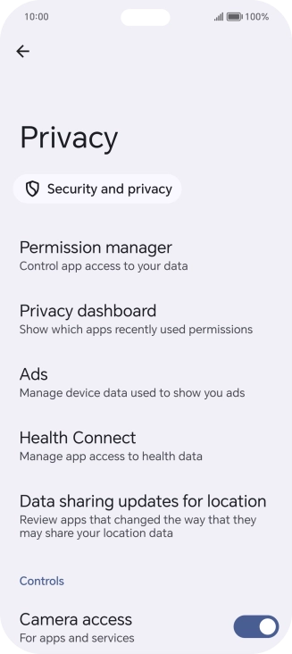 Press Permission manager.
