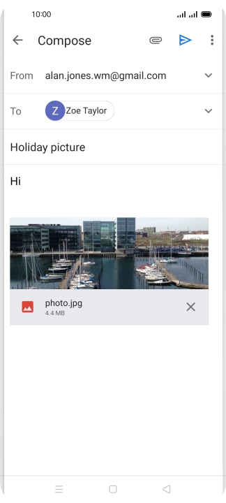 Press the send icon when you've finished your email message.