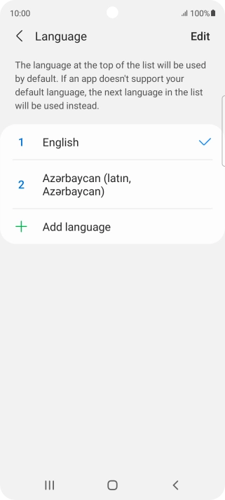 To subsequently select another language as the default language, press the required language.