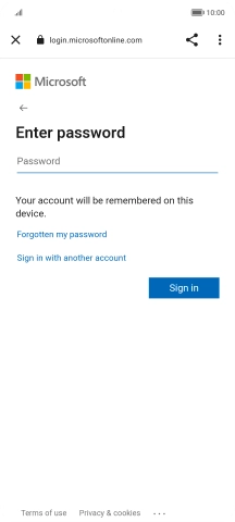 Press Password and key in the password for your email account.