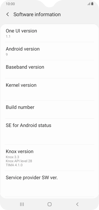 Your phone's software version is displayed below Android version.