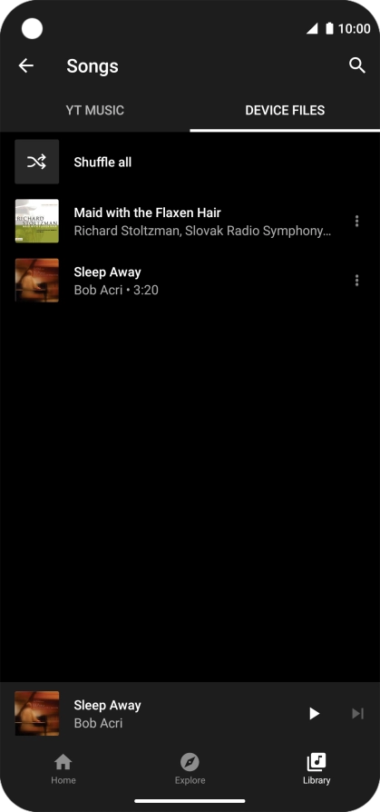 Press the required audio file.