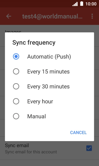 Press the required setting.