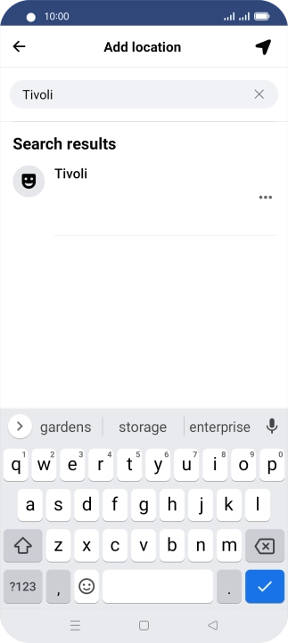 Press the required location.