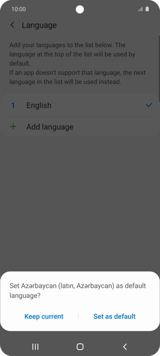 To select the new language as the default phone language, press Set as default.