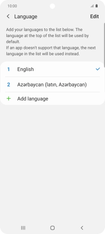To subsequently select another language as the default language, press the required language.