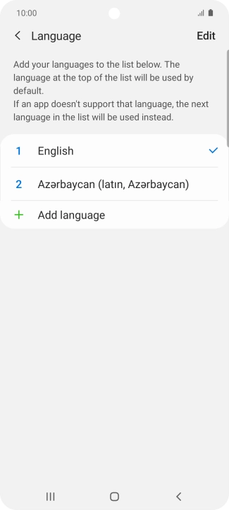 To subsequently select another language as the default language, press the required language.