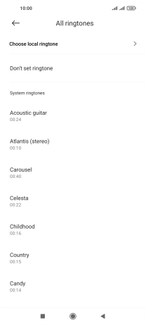 Press Choose local ringtone and go to the required folder.