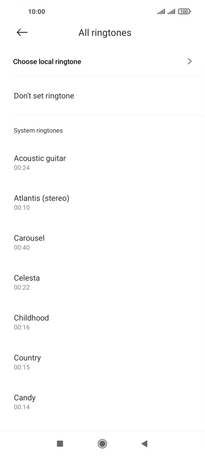 Press Choose local ringtone and go to the required folder.