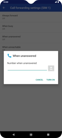Key in +447836121121 and press TURN ON.
