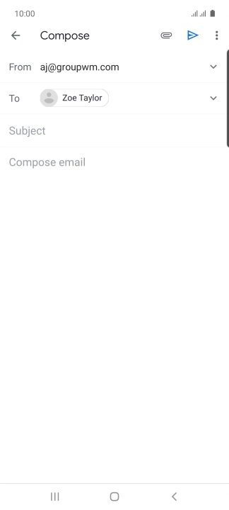 Press Subject and key in the subject for the email message.