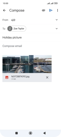 Press the text input field and write the text for your email message.