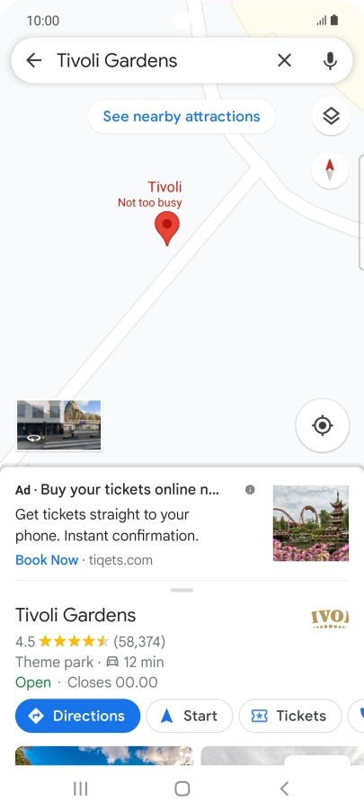 Press the destination at the bottom of the screen.
