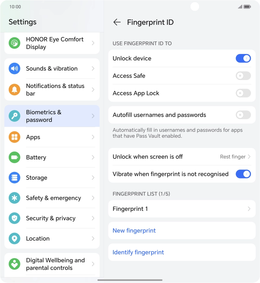 Press the required settings.
