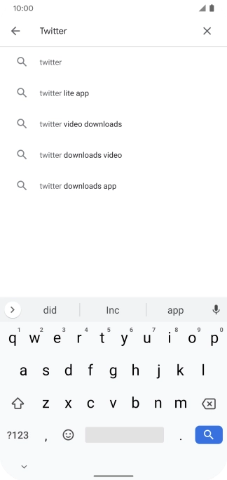 Key in Twitter and press the search icon.