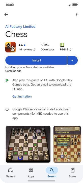 Press Install and follow the instructions on the screen to install the app.