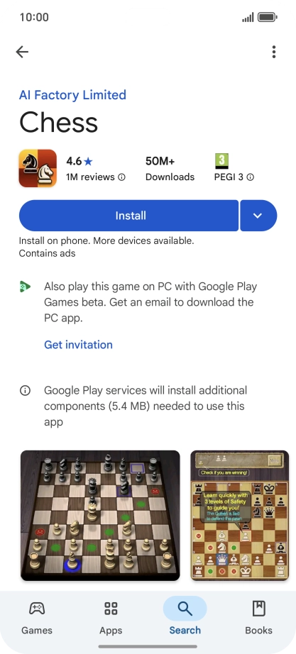 Press Install and follow the instructions on the screen to install the app.