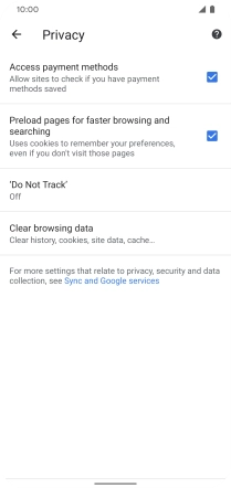 Press Clear browsing data.