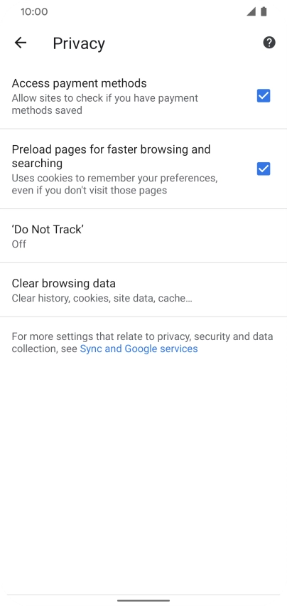 Press Clear browsing data.