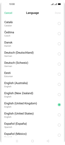 Press the required language.