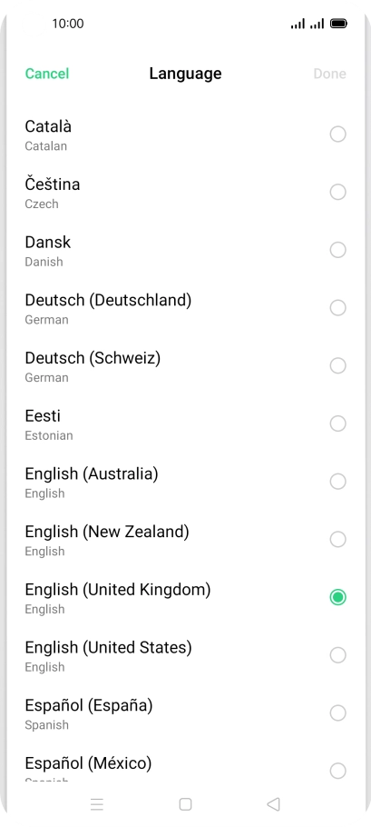 Press the required language.