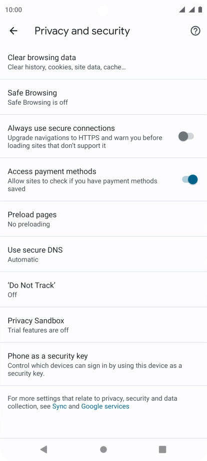 Press Clear browsing data.