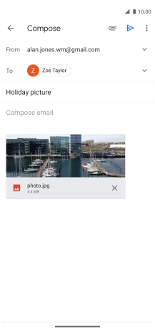 Press the text input field and write the text for your email message.