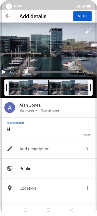 Key in the required text and press NEXT.