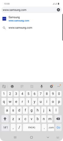 Key in the address of the required web page and press Go.