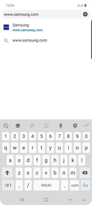 Key in the address of the required web page and press Go.