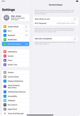 Press Wi-Fi Password and key in the required password.
