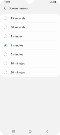 Press the required setting.