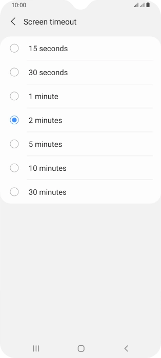 Press the required setting.