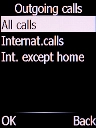 Select the required barring type and press the Left selection key.