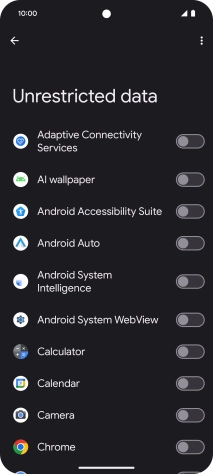 Press the indicators next to the required apps to turn the function on or off.