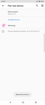 Press the required Bluetooth device and follow the instructions on the screen to pair the device with your phone.