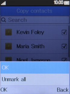 Press the Left selection key.