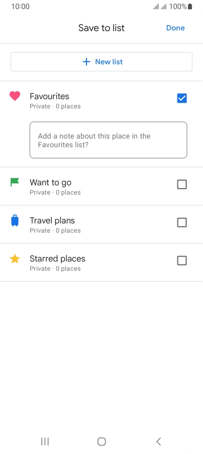 If you select Done, follow the instructions on the screen to create a new list.