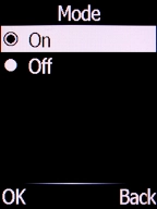 Select On and press the Left selection key to turn on fixed dialling.