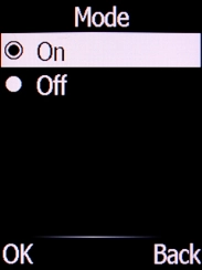 Select On and press the Left selection key to turn on fixed dialling.