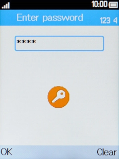 Key in the phone lock code (default is 0000) and press the Left selection key.