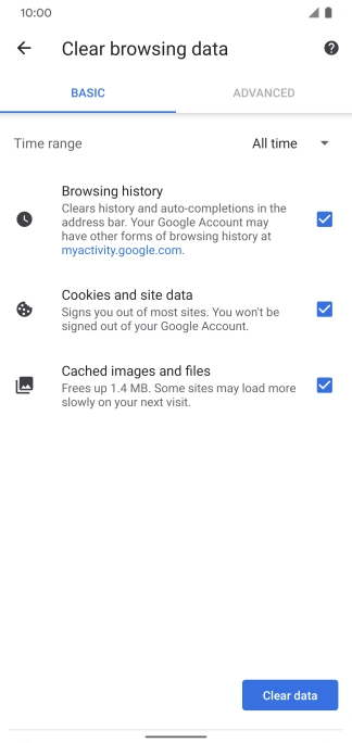 Press the fields next to the required data types.