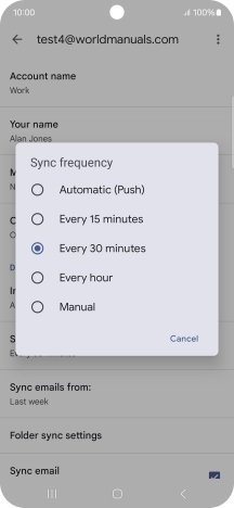 Press the required setting.