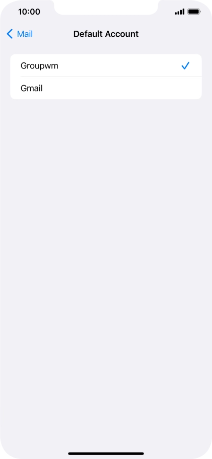 Press the required email account to select the email account as your default account.