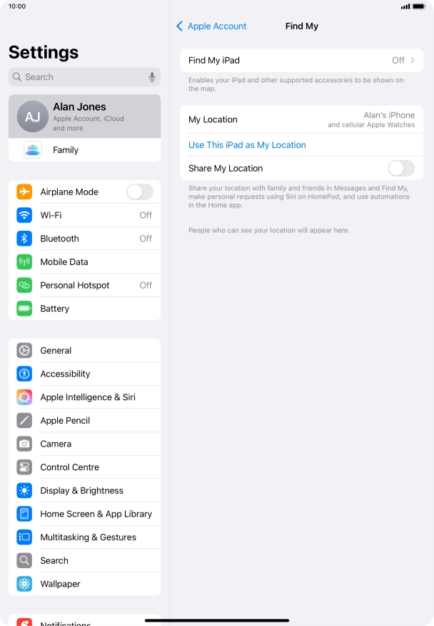 Press Find My iPad.
