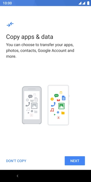 You can transfer the contents of another phone to your phone when it's activated for the first time and after a factory reset. When this screen is displayed, your phone is ready to transfer contents from another phone.