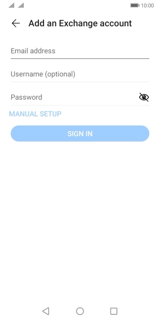 Press Email address and key in your email address.